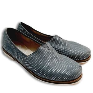 RIEKER \ Antistress Slip-On Micro Dot Pattern Comfort Shoe Blue Silver 8.5 / 40